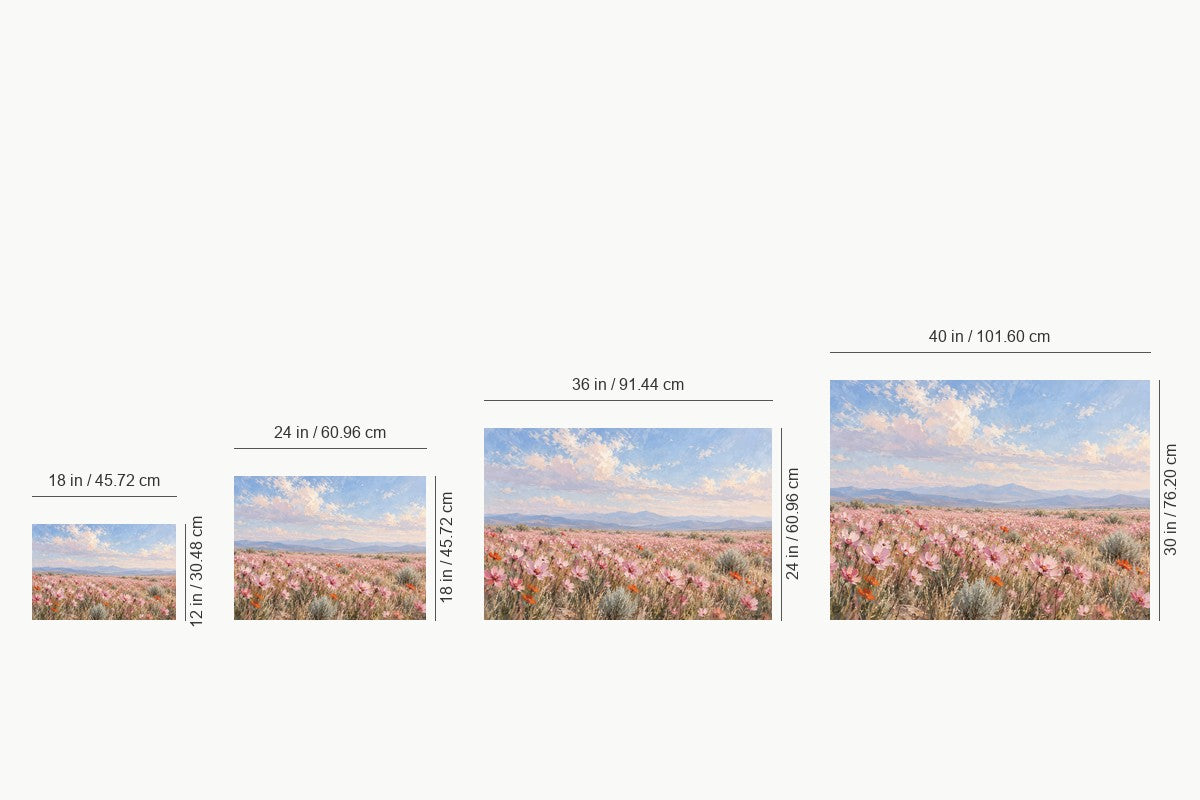 Pink Wildflower Meadow — size comparison guide | AUSJOJO
