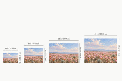 Pink Wildflower Meadow — size comparison guide | AUSJOJO