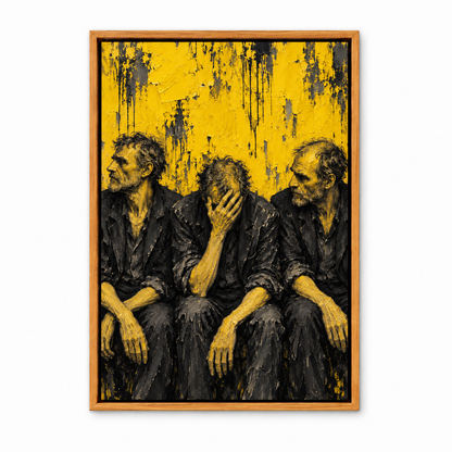Three Men in Yellow Expressionist — Brown Frame finish product view | AUSJOJO