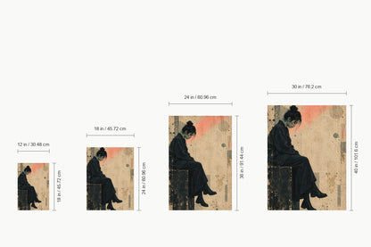 Seated Woman Vintage Collage — size comparison guide | AUSJOJO