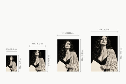 Noir Woman Holding Paper — size comparison guide | AUSJOJO