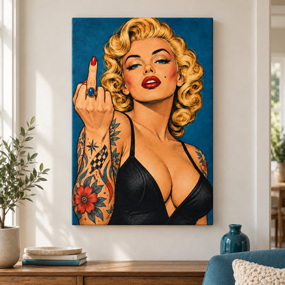 Rebellious Blonde Pop Art — Black Frame wall scene | AUSJOJO