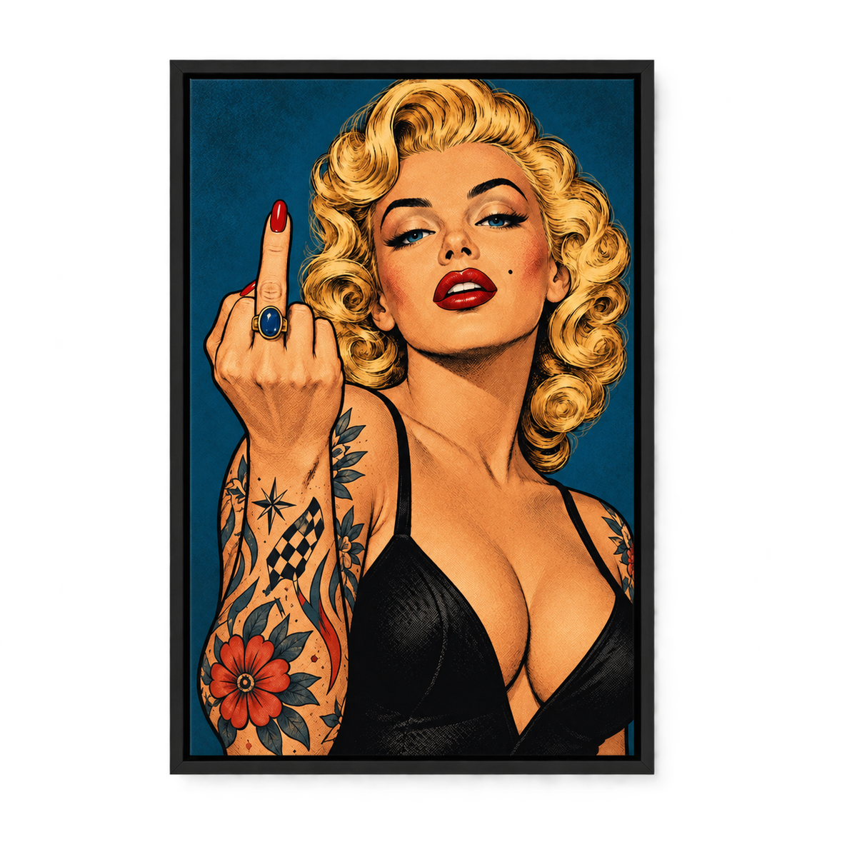 Rebellious Blonde Pop Art — Black Frame finish product view | AUSJOJO