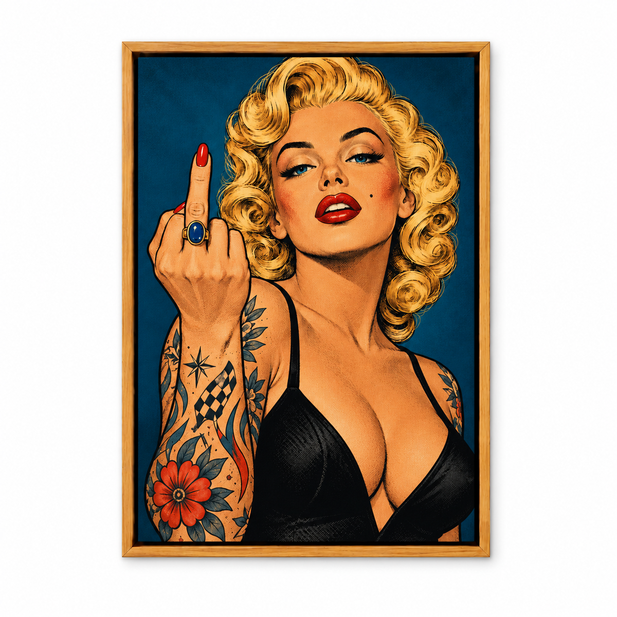 Rebellious Blonde Pop Art — Brown Frame finish product view | AUSJOJO