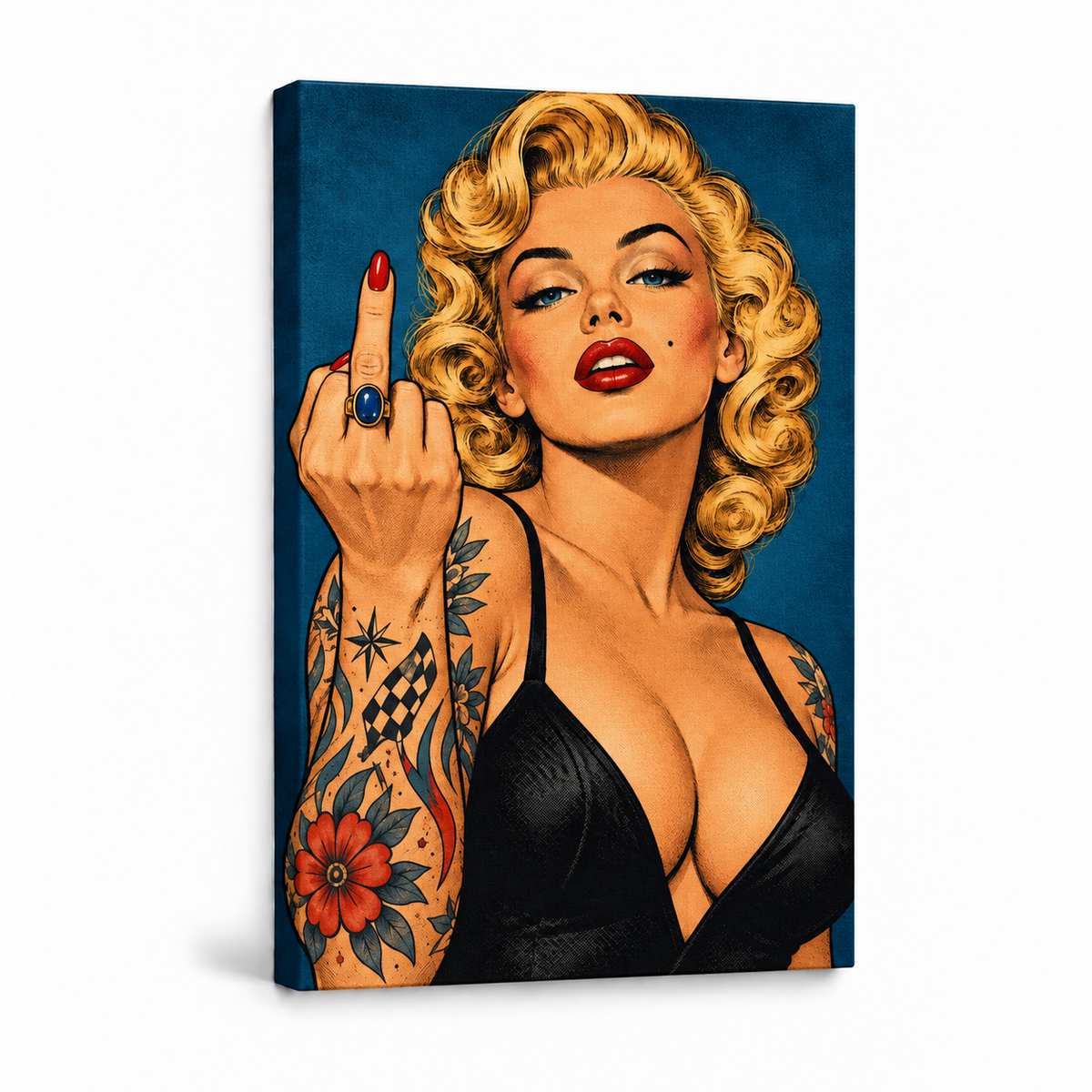 Rebellious Blonde Pop Art — Stretched Canvas product view | AUSJOJO