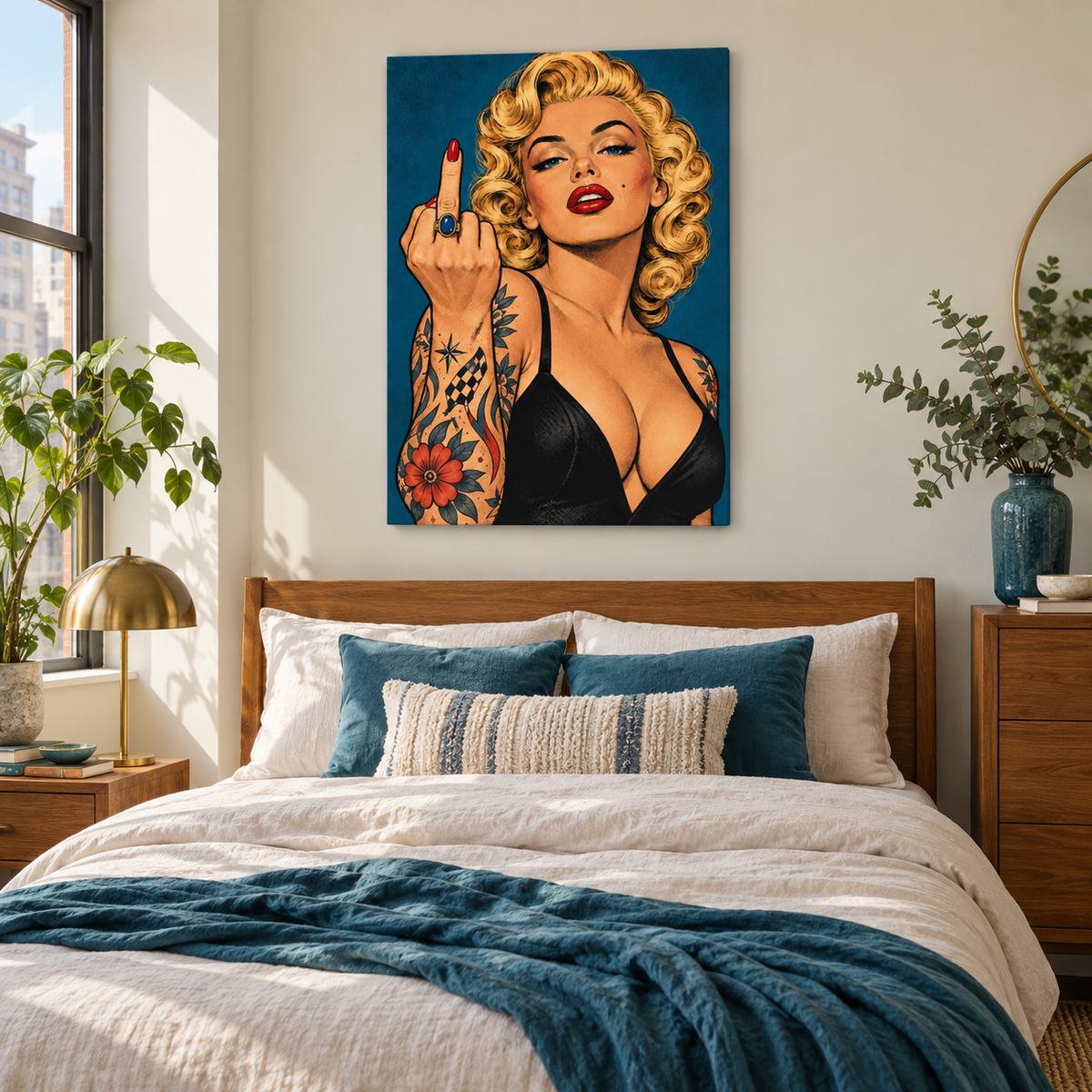 Rebellious Blonde Pop Art — Black Frame room scene | AUSJOJO