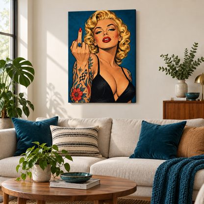 Rebellious Blonde Pop Art — Brown Frame room scene | AUSJOJO