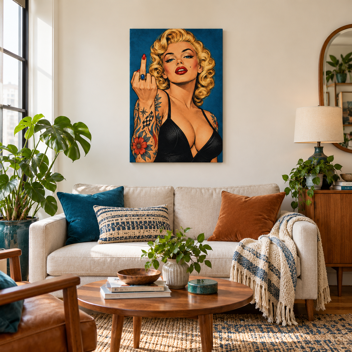 Rebellious Blonde Pop Art — Stretched Canvas room scene | AUSJOJO