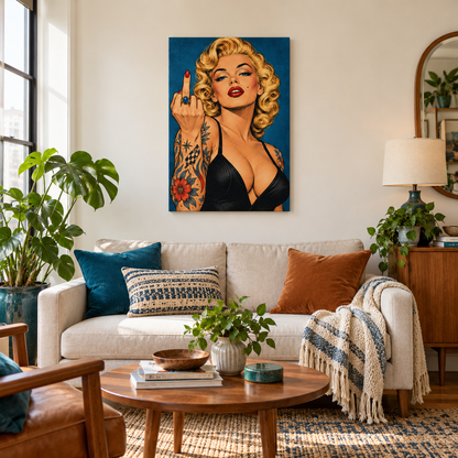 Rebellious Blonde Pop Art — Stretched Canvas room scene | AUSJOJO