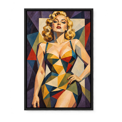 Cubist Blonde Geometric Portrait — Black Frame finish product view | AUSJOJO