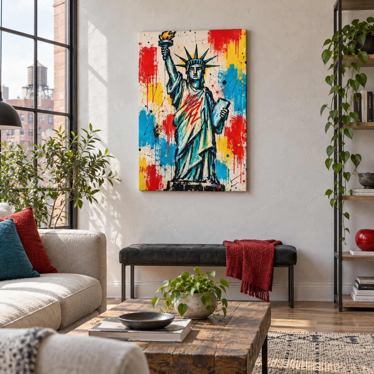 Graffiti Statue of Liberty — Black Frame room scene | AUSJOJO