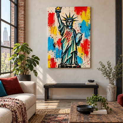 Graffiti Statue of Liberty — Brown Frame room scene | AUSJOJO