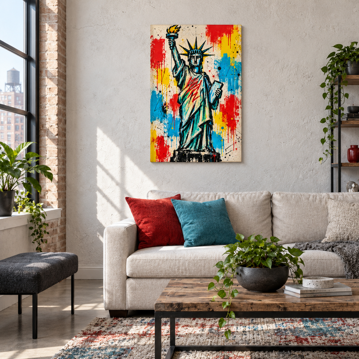Graffiti Statue of Liberty — Stretched Canvas room scene | AUSJOJO
