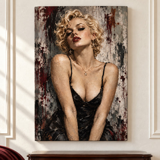 Distressed Blonde Glamour Portrait — framed artwork main view | AUSJOJO