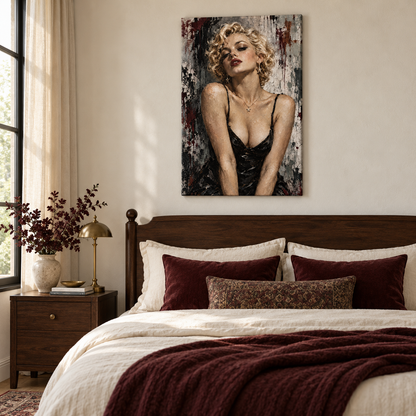 Distressed Blonde Glamour Portrait — Black Frame room scene | AUSJOJO