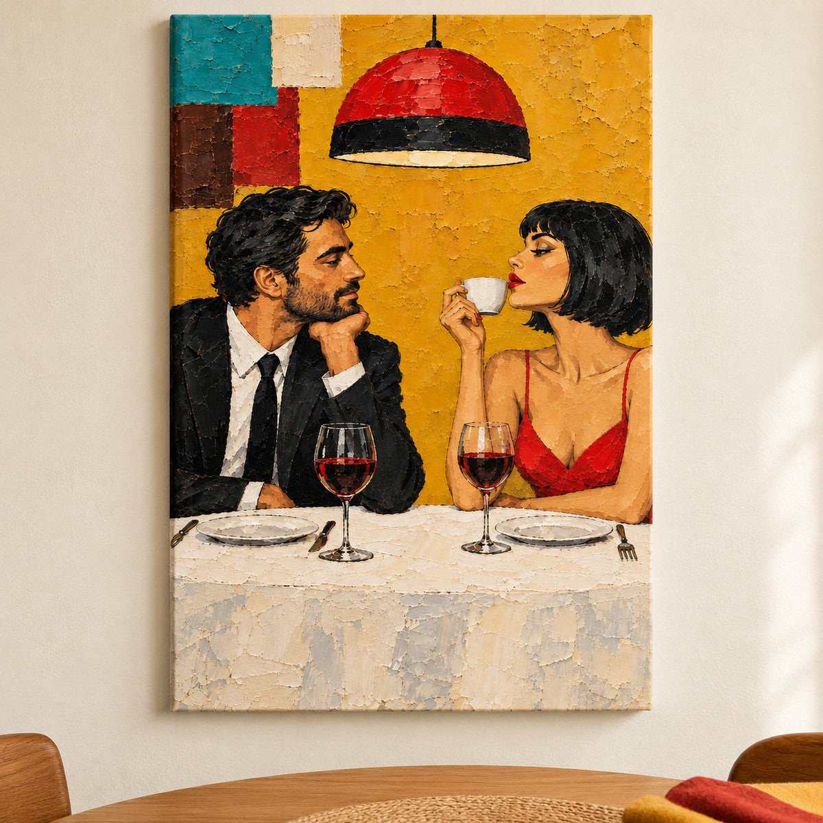 Romantic Restaurant Date — framed artwork main view | AUSJOJO