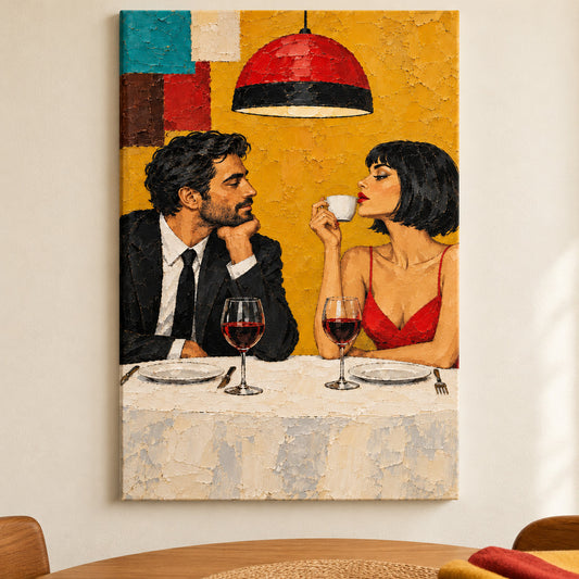 Romantic Restaurant Date — framed artwork main view | AUSJOJO