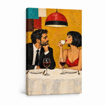 Romantic Restaurant Date — Stretched Canvas product view | AUSJOJO