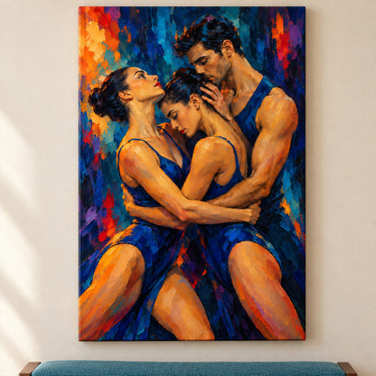 Three Dancers in Blue — framed artwork main view | AUSJOJO