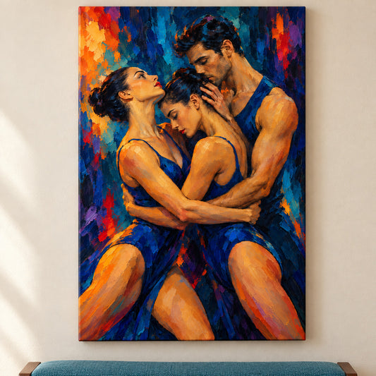 Three Dancers in Blue — framed artwork main view | AUSJOJO