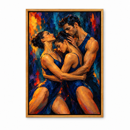 Three Dancers in Blue — Brown Frame finish product view | AUSJOJO