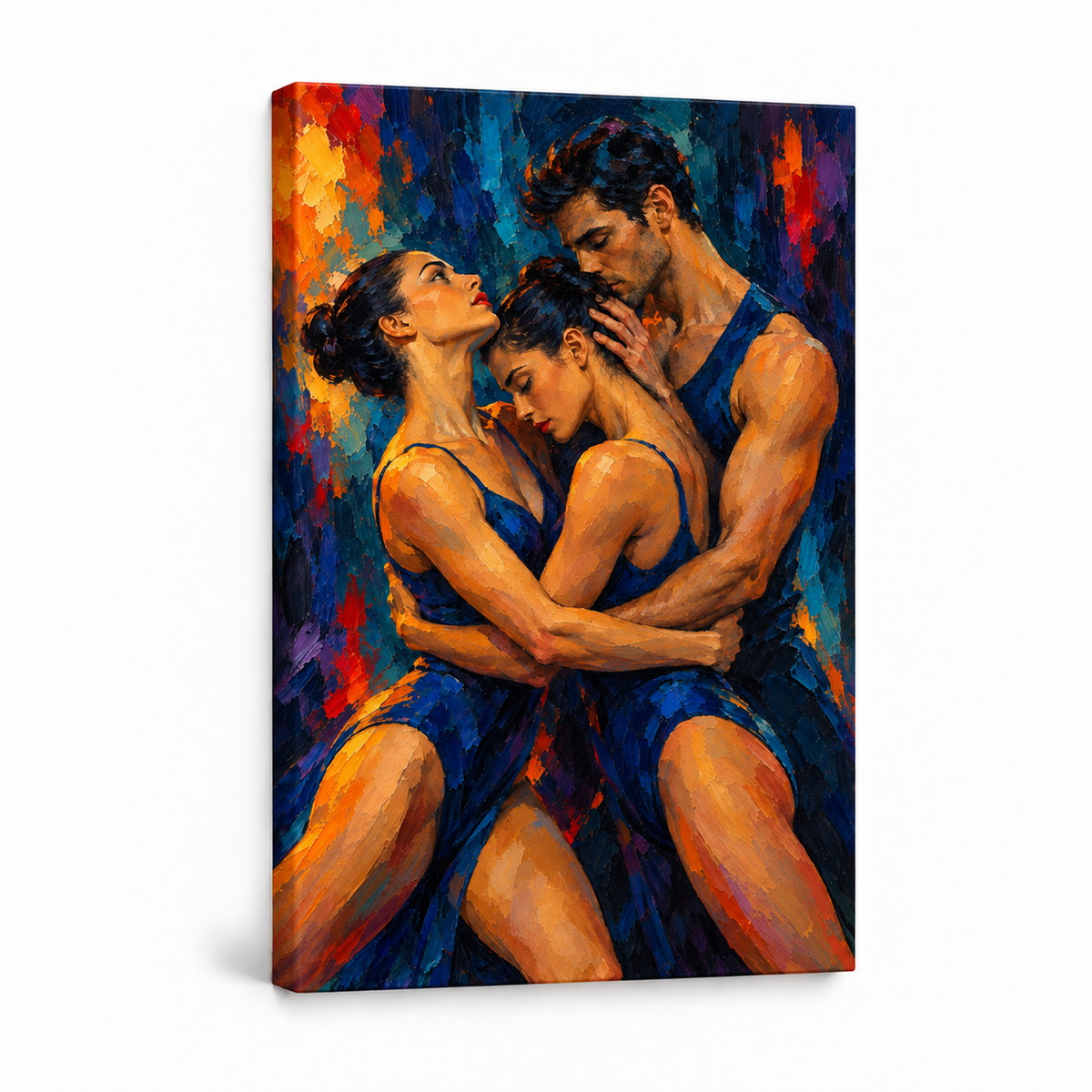 Three Dancers in Blue — Stretched Canvas product view | AUSJOJO