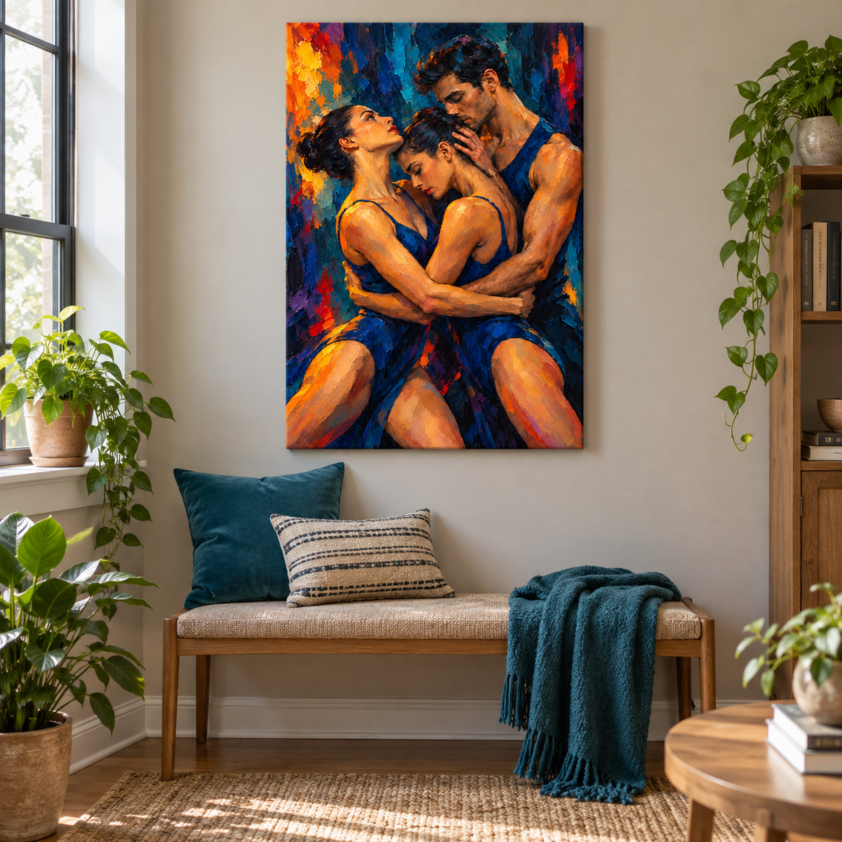 Three Dancers in Blue — Black Frame room scene | AUSJOJO