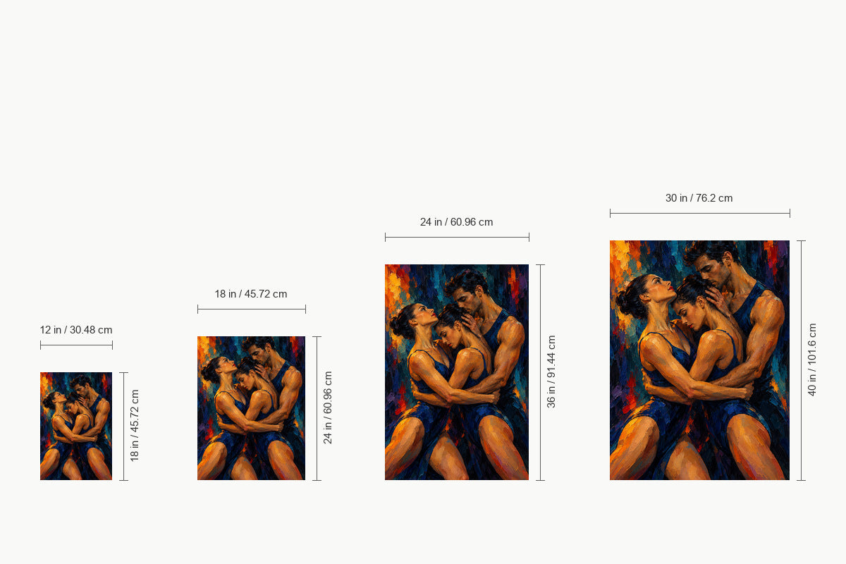 Three Dancers in Blue — size comparison guide | AUSJOJO