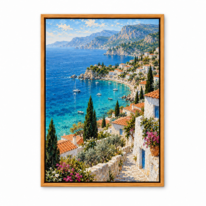 Mediterranean Coastal Village — Brown Frame finish product view | AUSJOJO
