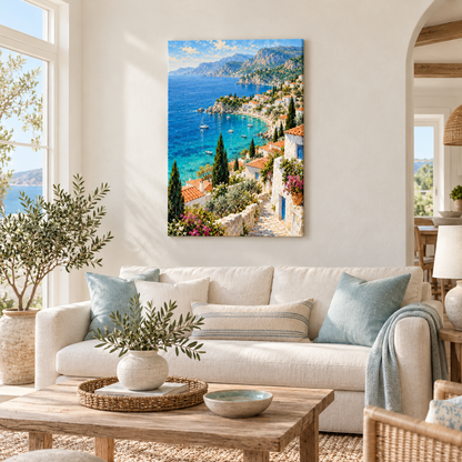 Mediterranean Coastal Village — Brown Frame room scene | AUSJOJO