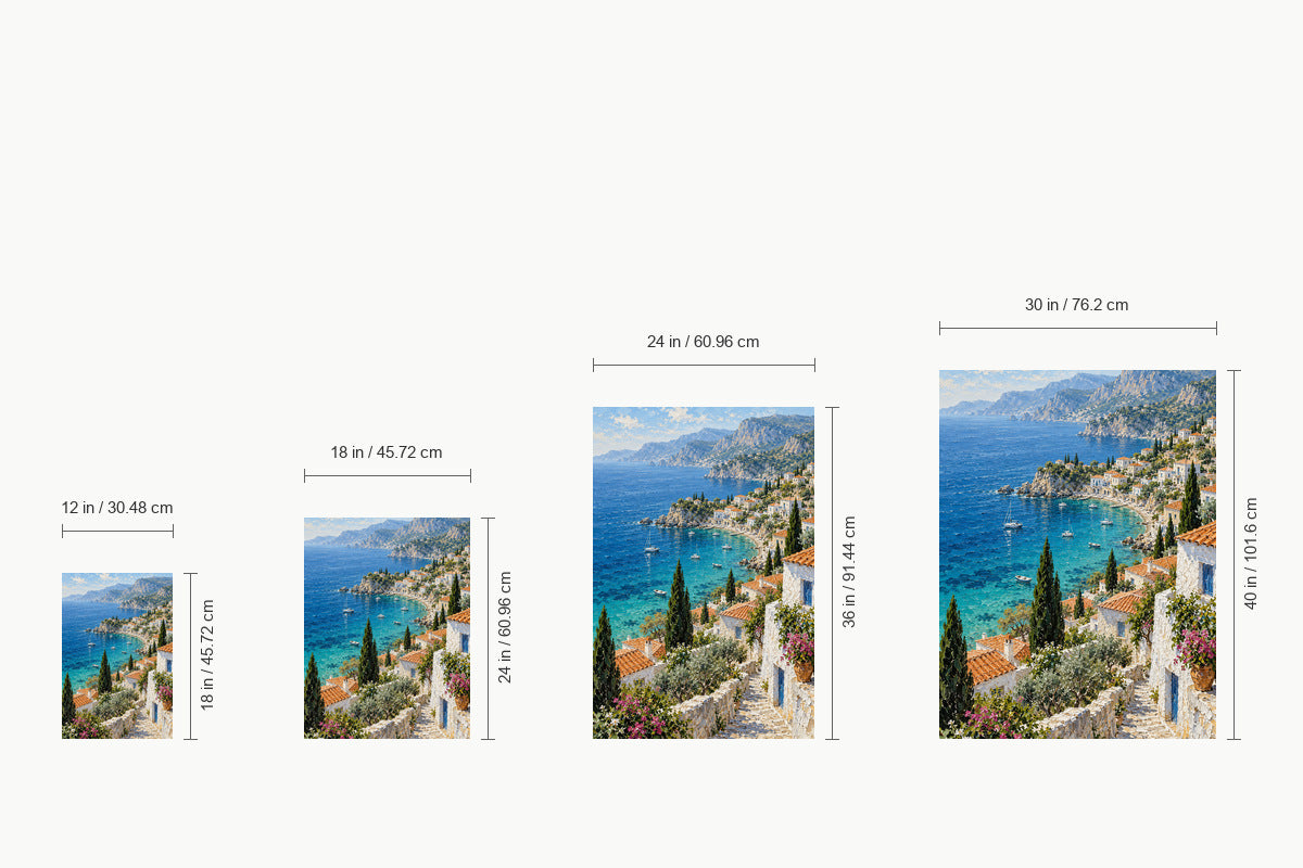 Mediterranean Coastal Village — size comparison guide | AUSJOJO