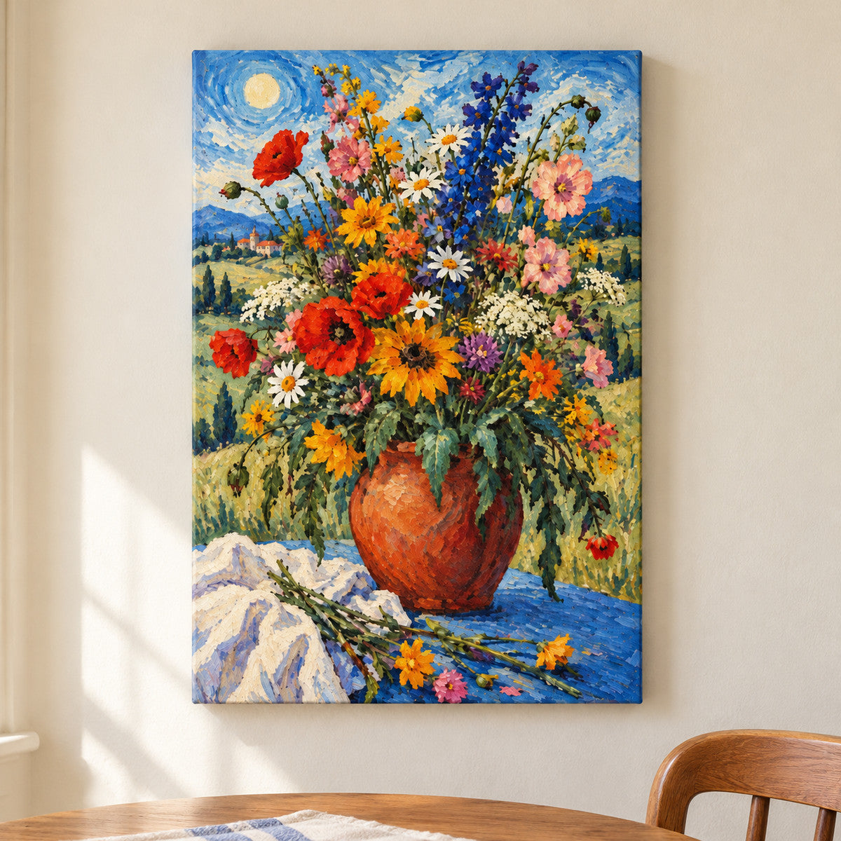 Wildflowers in Terracotta Pot — framed artwork main view | AUSJOJO