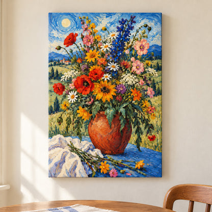 Wildflowers in Terracotta Pot — framed artwork main view | AUSJOJO