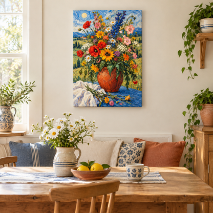 Wildflowers in Terracotta Pot — Black Frame room scene | AUSJOJO