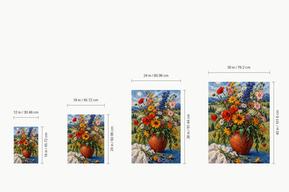 Wildflowers in Terracotta Pot — size comparison guide | AUSJOJO