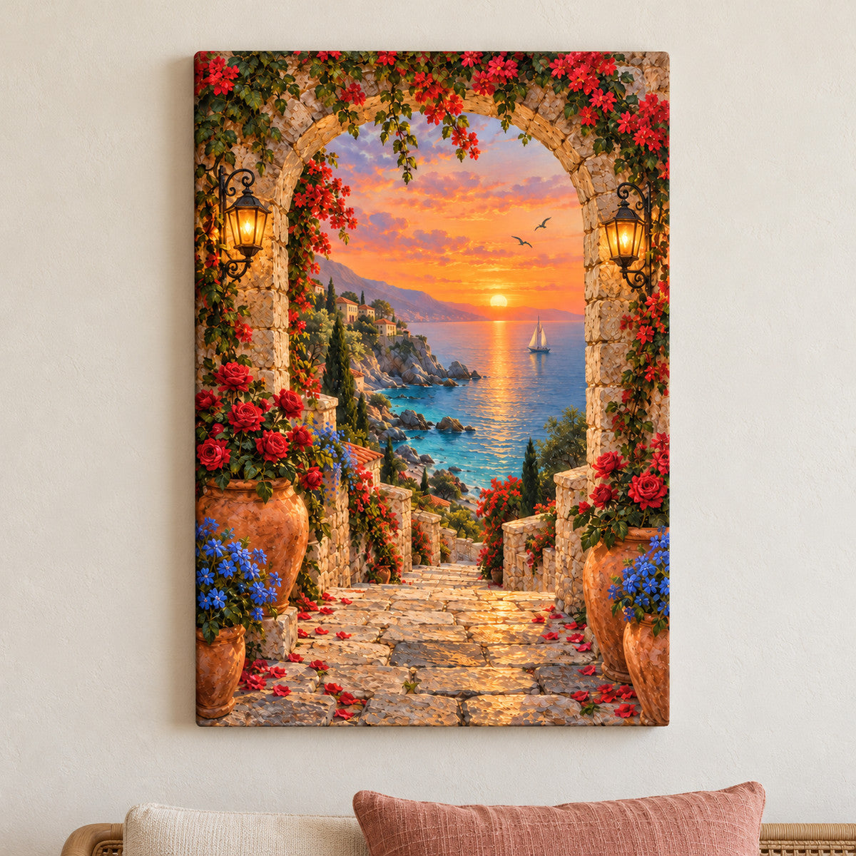 Sunset Bay Stone Arch — framed artwork main view | AUSJOJO