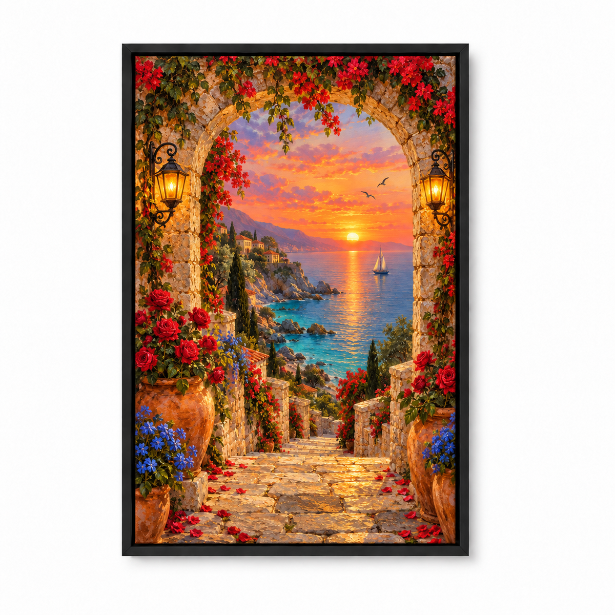 Sunset Bay Stone Arch — Black Frame finish product view | AUSJOJO