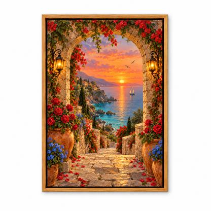 Sunset Bay Stone Arch — Brown Frame finish product view | AUSJOJO