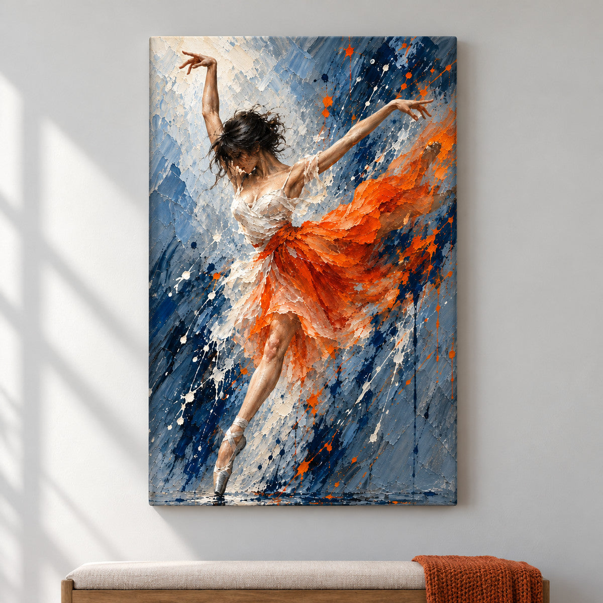 Orange Skirt Abstract Dancer — framed artwork main view | AUSJOJO