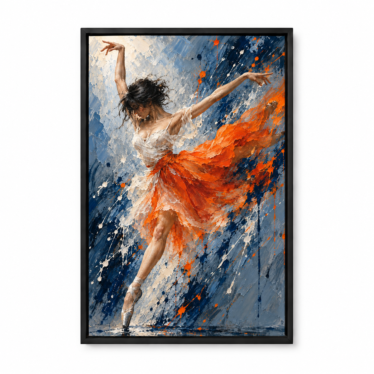 Orange Skirt Abstract Dancer — Black Frame finish product view | AUSJOJO