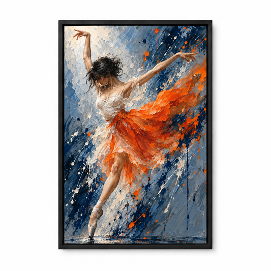 Orange Skirt Abstract Dancer — Black Frame finish product view | AUSJOJO