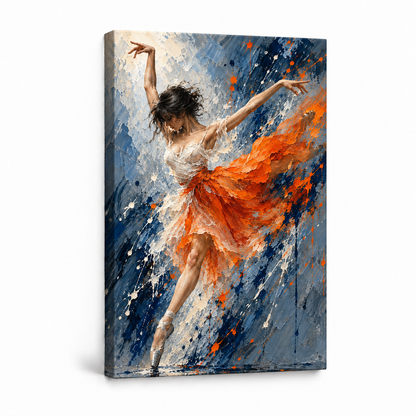 Orange Skirt Abstract Dancer — Stretched Canvas product view | AUSJOJO