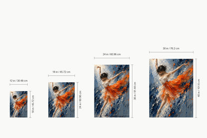Orange Skirt Abstract Dancer — size comparison guide | AUSJOJO