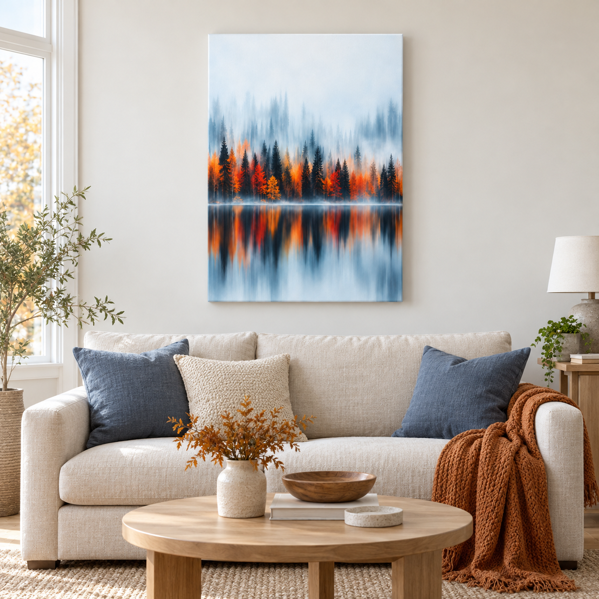 Autumn Forest Reflection — Black Frame room scene | AUSJOJO