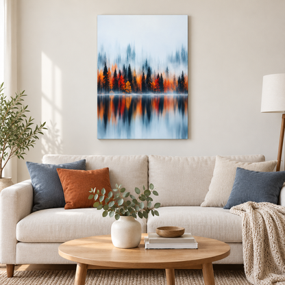Autumn Forest Reflection — Brown Frame room scene | AUSJOJO