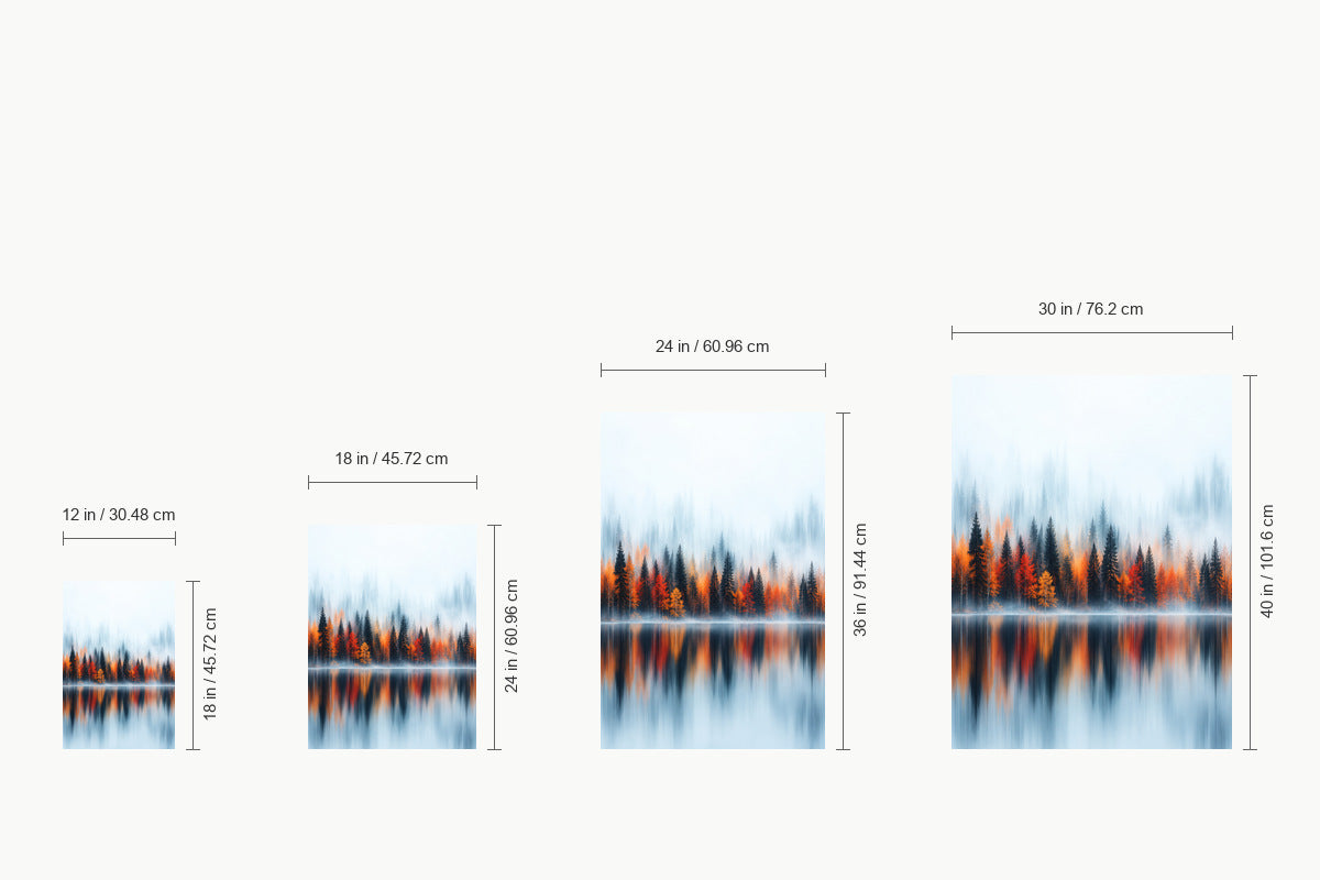 Autumn Forest Reflection — size comparison guide | AUSJOJO