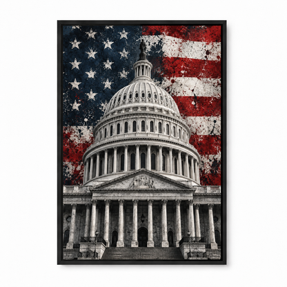 United States Capitol Flag — Black Frame finish product view | AUSJOJO