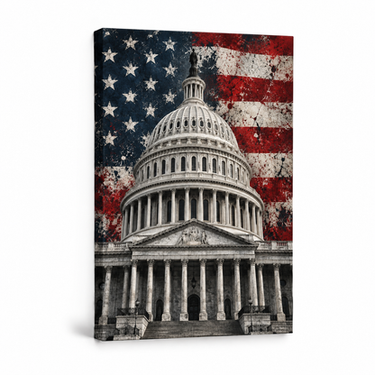 United States Capitol Flag — Stretched Canvas product view | AUSJOJO
