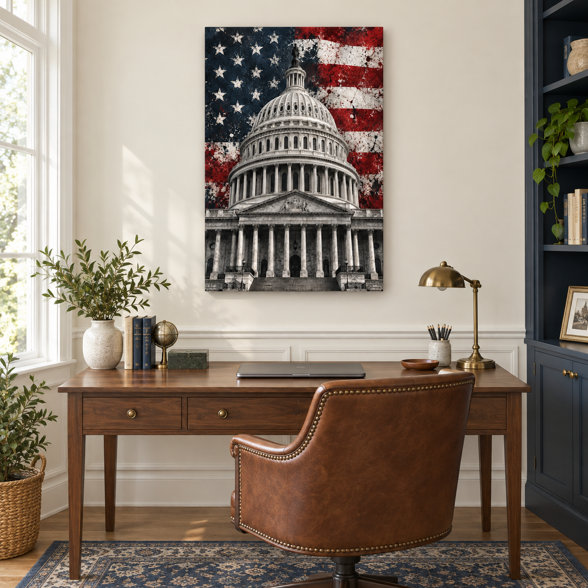 United States Capitol Flag — Black Frame room scene | AUSJOJO