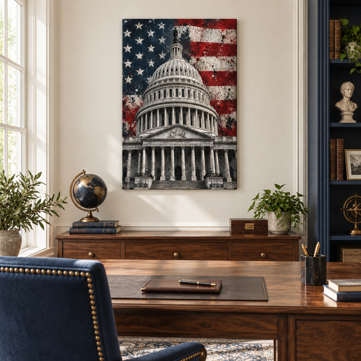 United States Capitol Flag — Stretched Canvas room scene | AUSJOJO
